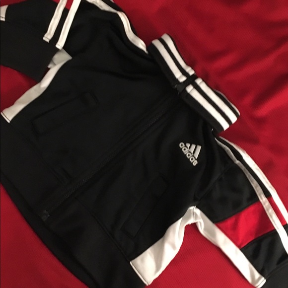 adidas Other - adidas Black, White, & Red Athletic Zip Jacket